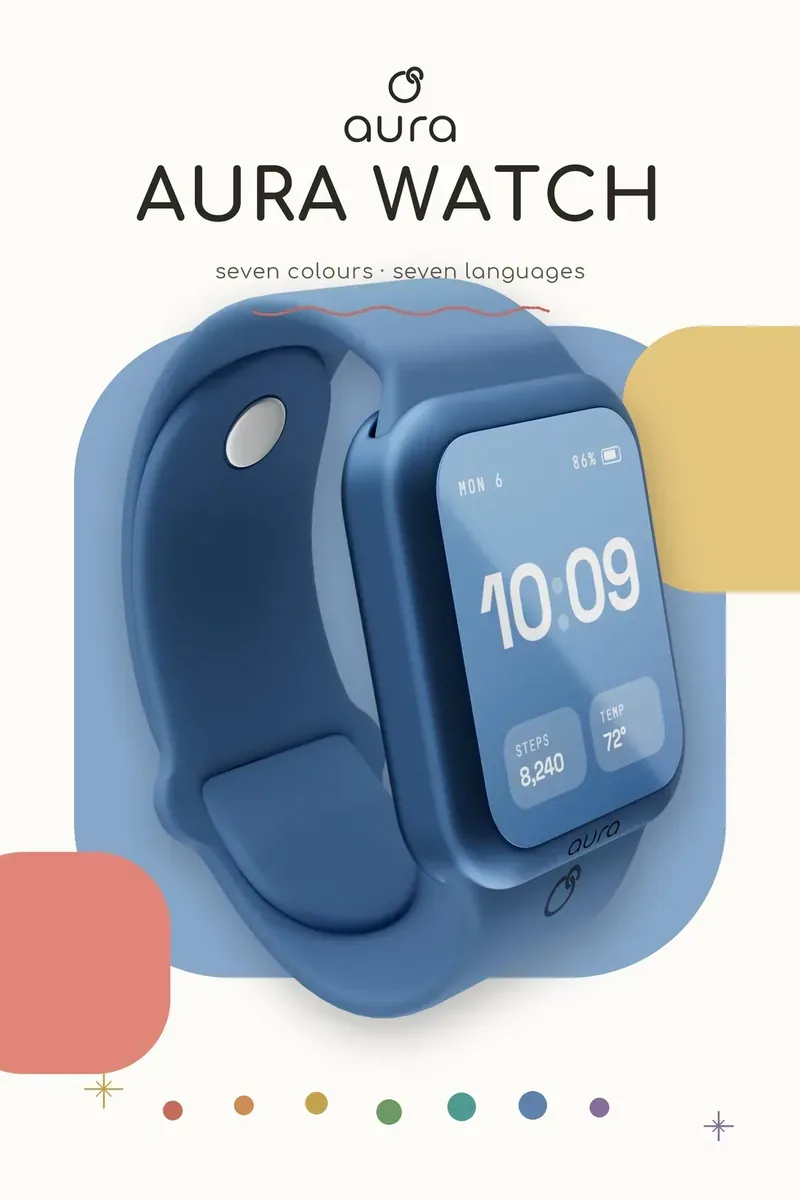 Aura - Smart watch — seven colours (3D work by MS3DSTUDIO) 1